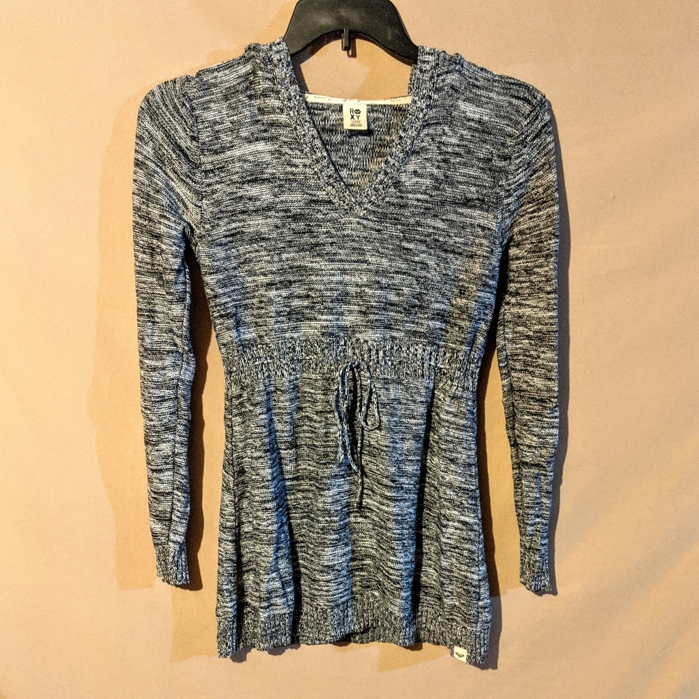 Hooded Poncho Sweater with Adjustable Waist EUC
